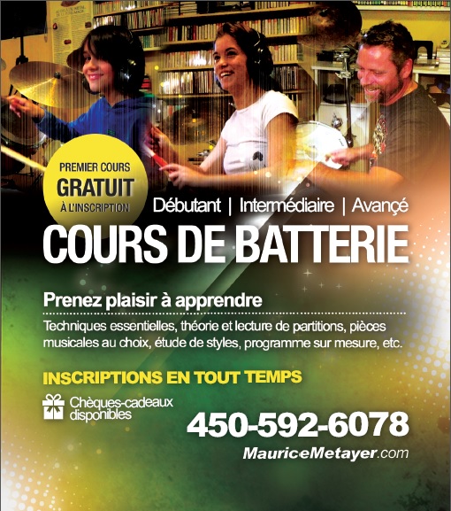 Cours de batterie ã  saint-jã©rã´me | cours de batterie st-jã©rã´me, blainville, st-sauveur, laval, st-adã¨le...